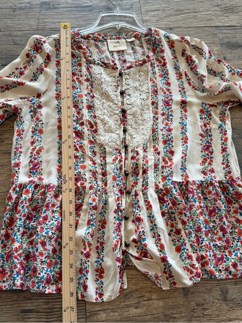 Anthropologie Maeve Hiver Floral
Print Lace Peasant Blouse - Picture 6 of 9